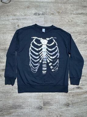 Carter's Black Sweatshirt with Metallic Silver Ribcage Print